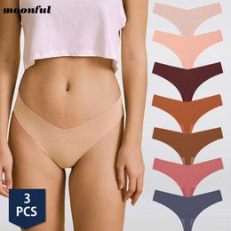 3PCS Seamless Thong for Women Sexy Low Waist Underwear G-string Panties Ice Silk T-back Brief Breathable Lingererie L230626