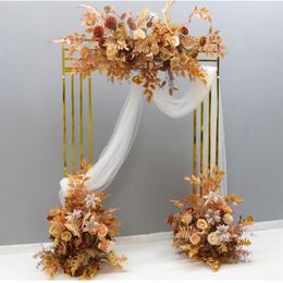 Shiny Gold Metal Frame Wedding Decoration Fabric Rack Backdrops Door Square Geometry Flower Row Arch Screen Background Home Screen318E