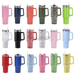 Multi-style 40oz Mug with Lid Handle and Straw Stainless Steel Vacuum Mug Tumbler Keep Cold and Hot Leak Proof Travel Coffee Mug HKD230807