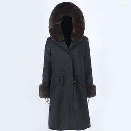Women's Fur 2023 Ecofur Faux Parkas Hooded Waterproof Coat X-long Parka Winter Jacket Women Detachable Thick Warm Streetwear Fashion