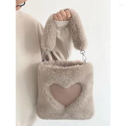 Duffel Bags Fashion Love Bag Versatile Plush Crossbody Portable Tote Travel Shoulder Faux Fur Shopper Handbags