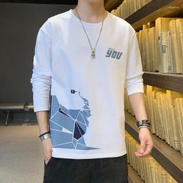 Men's T Shirts Long Sleeve T-shirt Thin Round Neck White Bottoming Shirt Spring And Autumn Cotton Loose Student