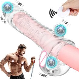 Penis Sleeve Vibrating Male Dilator Wireless Cock Ring Vibrator Pump Erotic Adult Supplies Tool for Men