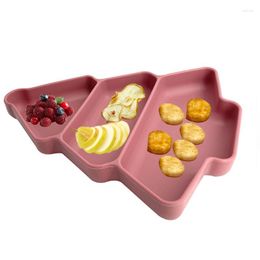 Bowls Toddler Suction Plates Christmas Tree Shaped Silicone Divided Plate Baby Self Feeding With 3 Compartments For