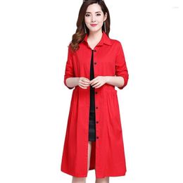 Women's Trench Coats Windbreaker Long-sleeved Mid-length Thin Coat Spring And Autumn All-match Korean Style Loose Casual Shirt5XL