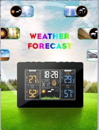 Digital Alarm Wall Clock Weather Station In/Outdoor Temperature Humidity Moon Phase Weather Tester Meter For Home