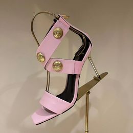 Kreuzriemen-Dermis-Stiletto-Sandalen, Gladiator-Pumps, galvanisierte Ferse, hinterer Reißverschluss, offene Zehenpartie für Damen, Party-Abendschuhe, Luxus-Designer-High-Heels-Fabrikschuhe