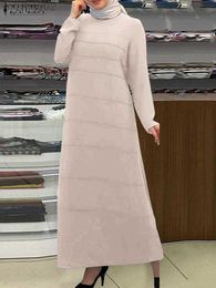 Basic Casual Dresses Muslim Fashion Hijab Dresses For Women Oversized Robe Middle Eastern Abayas ZANZEA Turkey Kaftan Isamic Ramadan Arabic Vestidos HKD230807