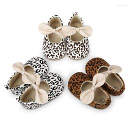 First Walkers Suefunskry Cute Baby Girls Mary Jane Flats Non-Slip Bowknot Princess Shoes Leopard Print Soft Crib For Infants 0-18Months