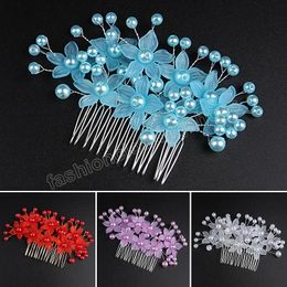 New Bridal Pearl Flower Hair Comb Wedding Hair Accessories Hairpins Women Elegant Hairgrips Hairclip Headdress Hair Jewellery