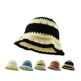 Wide Brim Hats Winter Cap Man Warm Hat Sun Visor Handwork Crochet Women'sKnitted Hook Flower Bucket Women's For Girl