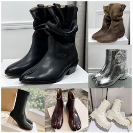 Stivaletti Tabi Designer di alta qualità Punta divisa Punta spessa Tacco largo Stivaletti moda Donna Abito di lusso Party Stivali occidentali Scarpe