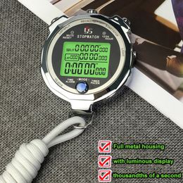 Timers Professional Metal Luminous Digital Stopwatch Timer Multifuction Portable Sports Running Training Timer Chronograph Stop Watch 230804
