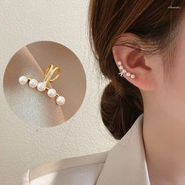 Backs Earrings YIWUSMART Temperament Simple Niche Design Cold Wind Female Pearl U-Shaped Ear Cuffs Non-piercing
