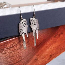Dangle Earrings S925 Sterling SilveFashion Retro Style Country Tassel Happy Pendant National Daily Dress Wedding Party Per