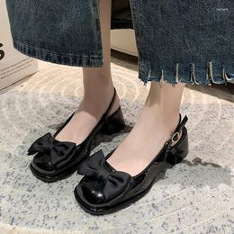 Sandals 2023 High Heels Woman Sandal Summer Fashion Bowtie Ladies Ankle Strap Pumps Shoes Outdoor Sandalias Baotou Back Empty