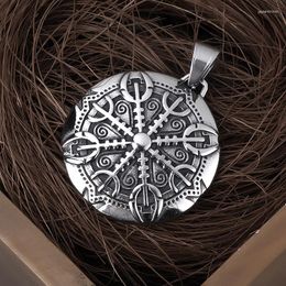Pendant Necklaces Drop Viking Vegvisir Iron Color Spear Necklace With Stainless Steel Chain As Men Boyfriend Gift