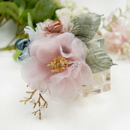 Pins Brooches i-Remiel Cloth Art Flower Brooch Classic Suit For Women Scarves Fabric Cardigan Scarf Lapel Pin Sweet Fashion Accessories Female HKD230807