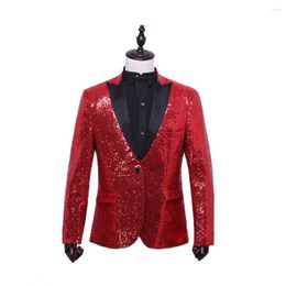 Men's Suits Classic Red Jacket Men Sequin Chic Blazer Male Tuxedo Stage Costume Social Coat