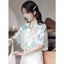 Women's Blouses Short Sleeve Shirts & Floral Loose Fashion Summer Korean Style Blouse Women 2023 Luxury Designer Tops T-shirt Ta