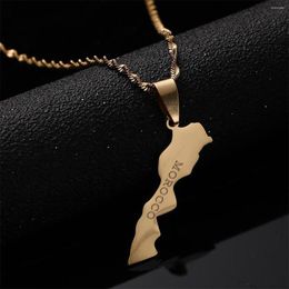 Pendant Necklaces Silver Plated Maroc Map Necklace Gold Color Fashion Jewelry For Women Men