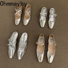 Dress Shoes 2023 Spring Single Silver Fashion Shallow Slip On Women Flat Ladies Casual Outdoor Ballerina Shoe 230807