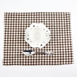 Table Napkin 30x40cm Plaid Placemats Fashion Cotton Linen Placemat Heat Insulation Mat Dining Fabric Napkins