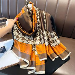 Scarves 180 90cm Summer Women Silk Scarf Luxury Beach Hijab Female Foulard Echarpe Bandanna Shawl Wrap Muffler Pareo