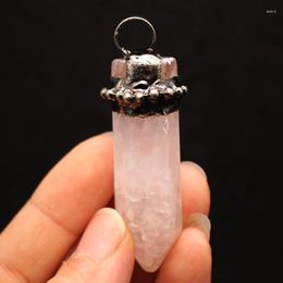 Pendant Necklaces Natural Crystal Antique Copper Big Hexagonal Pendulo Amethysts Pink Purple Pendulum For Women Healing Jewelry