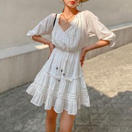 Casual Dresses Vintage Vacation Summer Cotton White Mini For Women 2023 Short Vestido Feminino