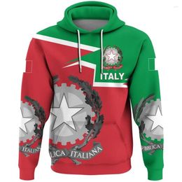 Men's Hoodies Italy Flag Italian Pullover 3D Casu Casual Fashion Hoodie Custom And Women's Top T-shirt