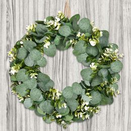 Decorative Flowers 20/30cm Easter Holiday Garden Decoration Rattan Wreath Simulation Eucalyptus Leaf Door Head Pendant