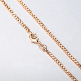 Chains 3mm Womens Box Chain Necklace 585 Rose Gold Colour 20/24inch Wedding Party Jewellery Gifts Wholesale CN58