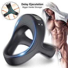 Massager 10 Speeds Vibrating Cock Ring Cocking Man Delay Ejaculation Penis Rings Male Chastity Cage Gay Vibrator for Adult