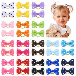 Mini Polka dots Bows Elastic Hair Bands Cute Girls Nylon Rubber Band Hair Rope Ponytail Holder Headwear Kids Hair Accessories