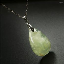 Pendant Necklaces 2023 Ly Genuine Natural Green Crystal Women Necklace Bead Lady Jewelry 29 18 9mm Unique Pendants