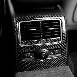 Car Interior Carbon Fiber Stickers Rear Air Condition Vent Trim Cover Decals Car Styling for Audi A6 C5 C6 2005-2011 Accessories303D