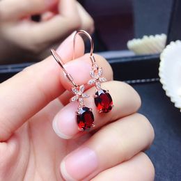 Stud 925 Sterling Silver Vintage Ruby Diamond Earrings for Women Genuine Jewelry Wedding Anniversary Gift Anillos Mujer 230804