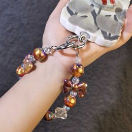 Cell Straps Charms Handheld Hand String Beads Love Bead Bracelet Hand Woven Pendant Short Wrist Rope Lanyard Key Strap Mobile Lanyard