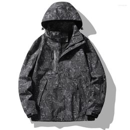 Mens Jackets 2023 Trend Fashion Outdoor Windproof Camping Hiking Men Removable Hooded Loose Thin Raincoat Male Windbreaker