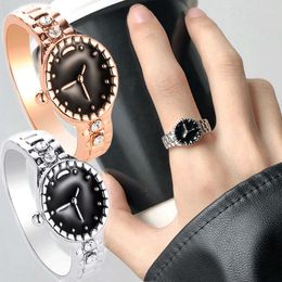 Cluster Rings Fashion Punk Zircon Watch Shape Couple Ring Vintage Women Man Finger Wedding Engagement Party Jewelry Gifts