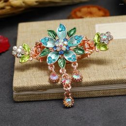 Hair Clips Morkopela Enamel Clip Vintage Flower Hairpin Accessories Women Banquet Jewelry Rhinestone Claw Pins