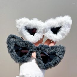 Sunglasses Cute Fashion Brand Design Heart Shaped Women Men Cool Fuzzy Colored Lens Eyewear