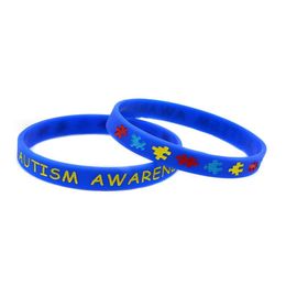 Jelly 50Pcs Autism Awareness Sile Rubber Bracelet Debossed And Filled In Colour Jigsaw Puzzle Logo Adt Size 5 Colors7767795 Drop Deli Dhgz3