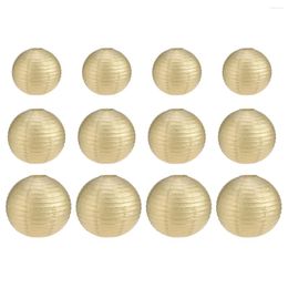 Table Lamps 12pcs Paper Lantern Round Foldable Hanging Wedding Scene Decoration Party Supplies (Golden 4pcs 8 Inch(20cm) 10