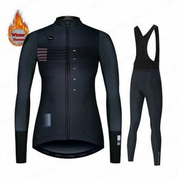 Cycling Jersey Set Clothing Spain Team Winter Fleece Long Sleeve Set MTB Female Thermal Bike Jacket 230807