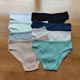 3Pcs/Pack M-XXL Simple Ribbed Cotton Briefs Women Pack Plus Size Sexy Panties Ladies Comfortable Underwear Pantys Lingerie L230626