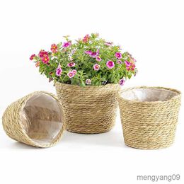 Planters Pots Tanaman Pot Bunga Anyaman Taman Rumah Penanam Tamu untuk Tanaman Dalam Ruangan R230807