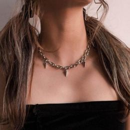 Chains Punk Gothic Women Necklace Rivet Clavicle Chain For Men Hip Hop Short Choker Necklaces Collar Fashion Jewellery Gift