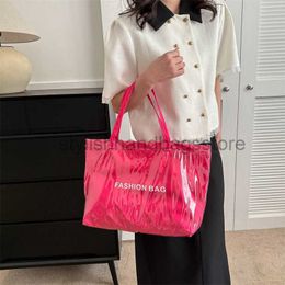 Totes Textured Large Bag 2023 New Summer Shoulder Bag Women's Large Capacity Handheld Tote Bag Commuter Transparent Fabric Women's Bagstylishhandbagsstore